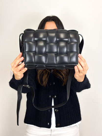 Bottega Veneta Padded Cassette Bag Intrecciato Lambskin Leather Black