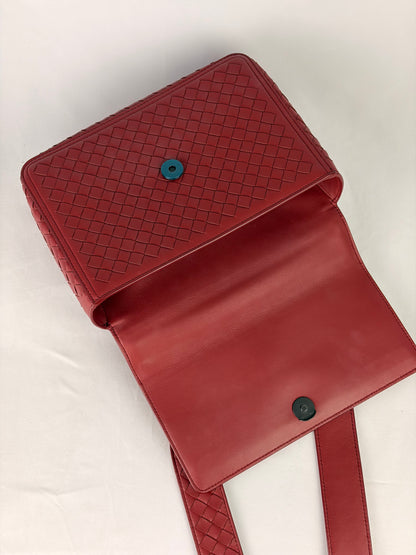 Bottega Veneta Intrecciato Crossbody Bag Burgundy Leather