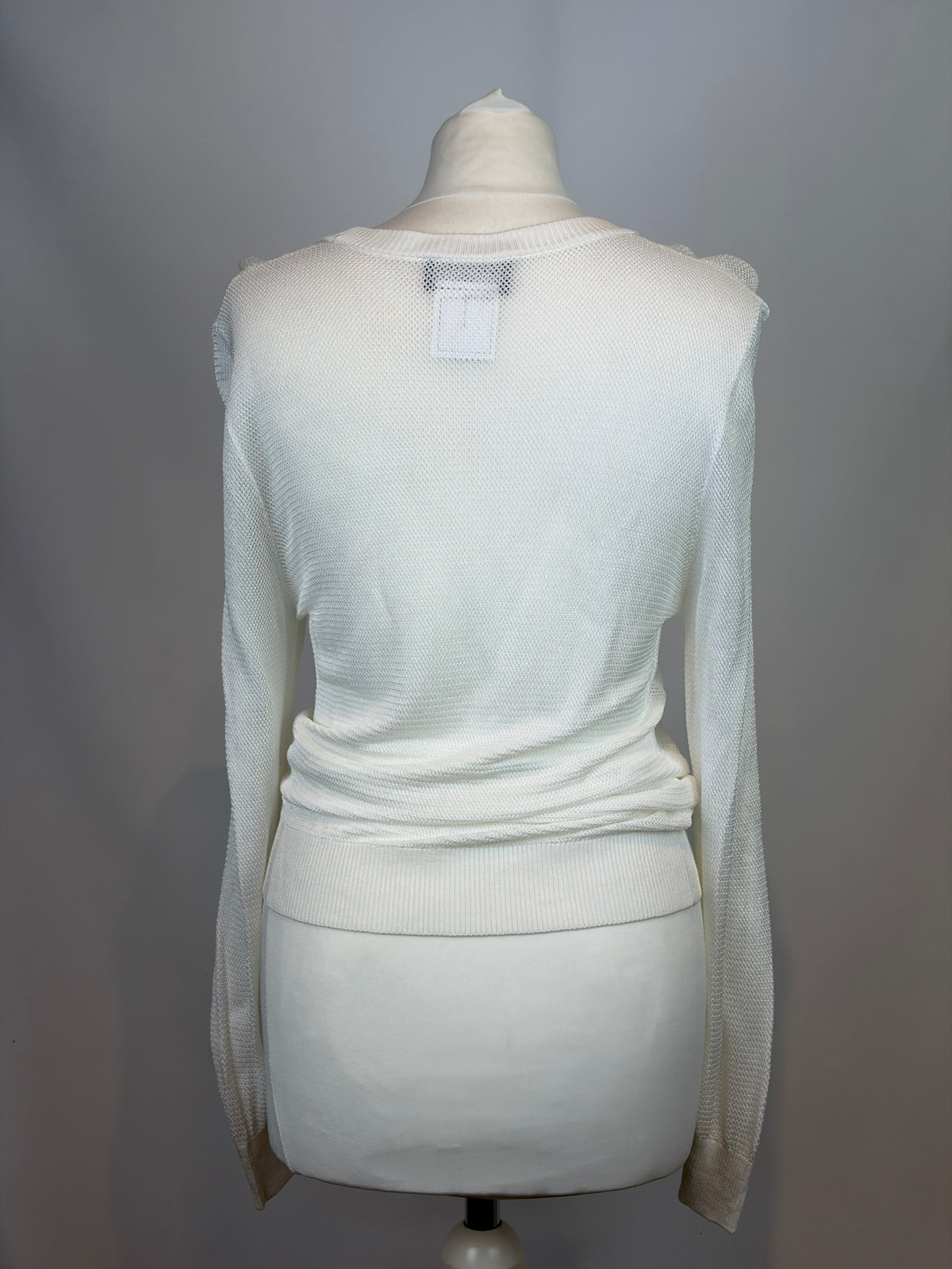 Chanel 19P White Viscose Mesh Sequin CC Jumper - 12 UK