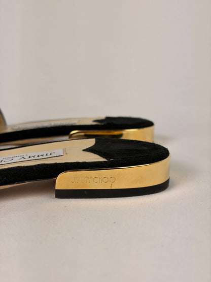 Jimmy Choo Joni Flat Slides Black Suede - 4.5 UK