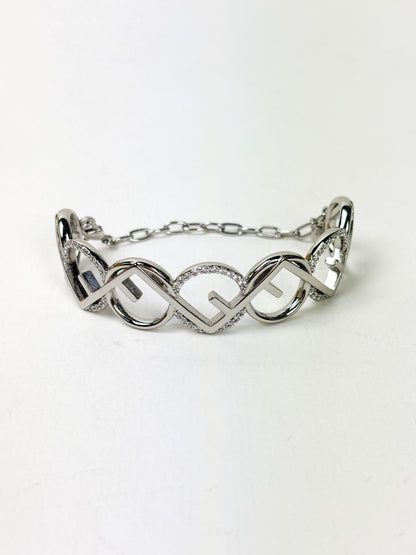 Fendi O’Lock Bracelet Crystal Silver - Tone Metal Bangle