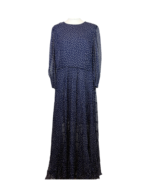 RIXO Navy Polka Dot Midi Dress - XL