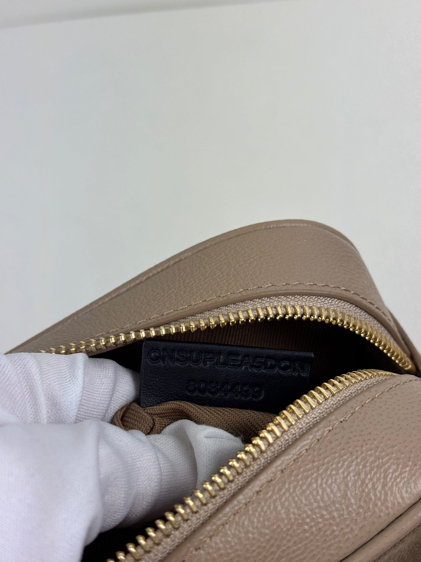 Burberry Check Camera Bag in Chestnut Beige Leather and Canvas
