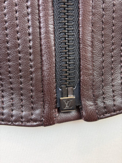 Louis Vuitton Brown Lambskin Leather Bomber Jacket - 40 IT