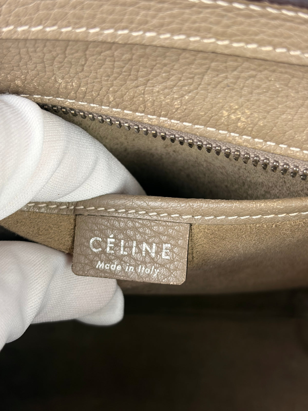 Celine Nano Luggage Tote Taupe Grained Calfskin with Strap