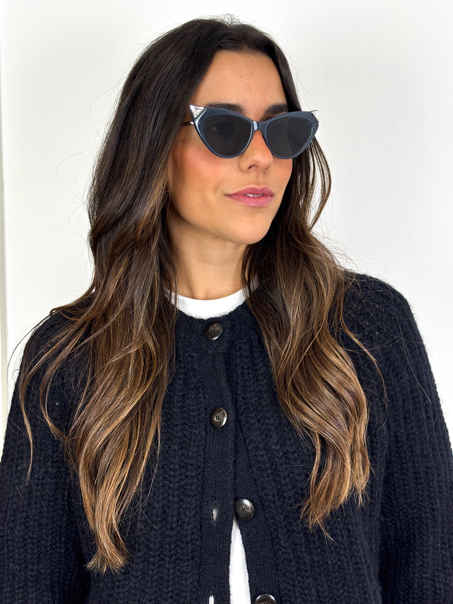 Fendi Iridia Crystal-Embellished Cat-Eye Acetate Sunglasses in Navy Blue