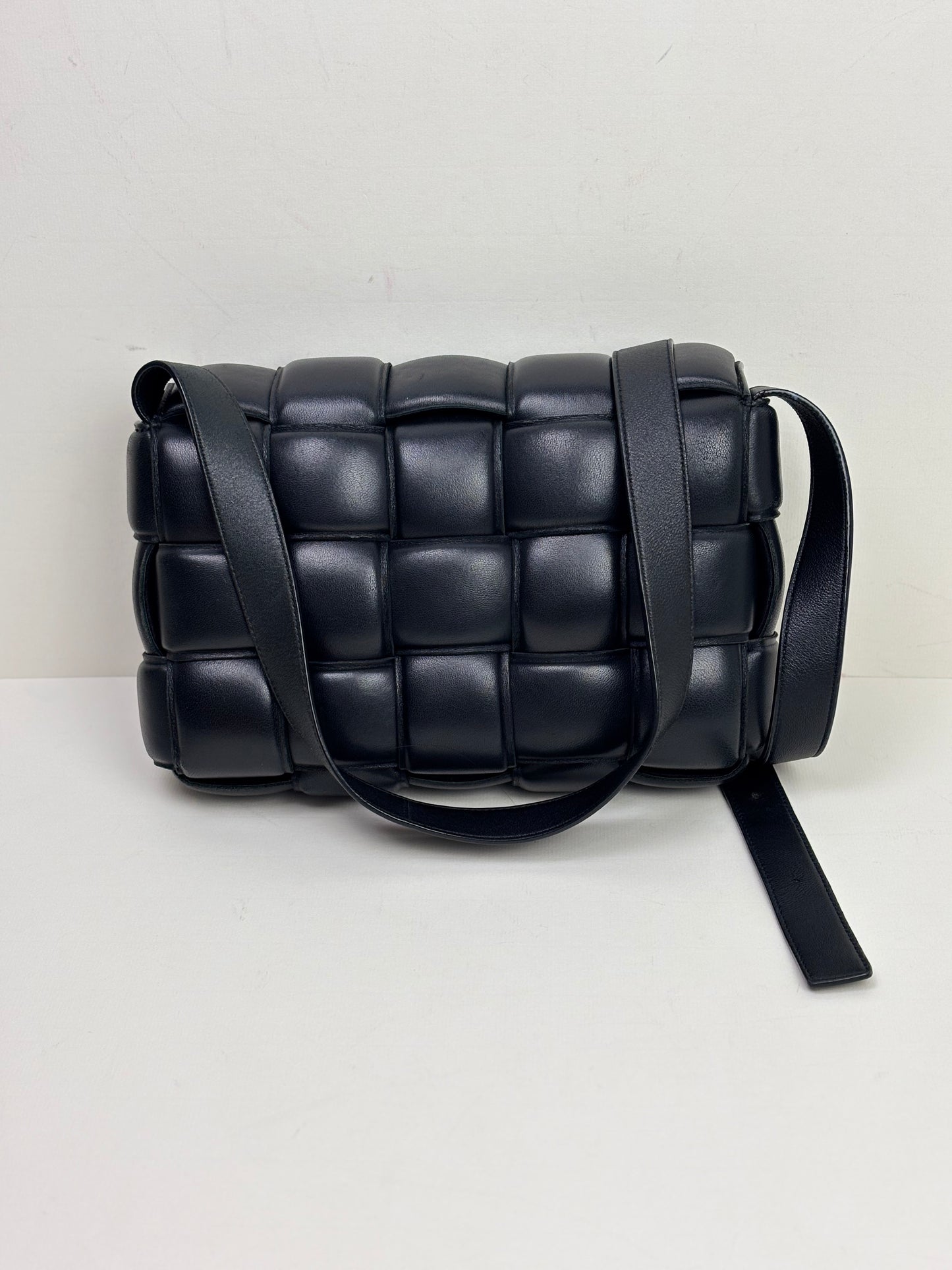 Bottega Veneta Padded Cassette Bag Intrecciato Lambskin Leather Black