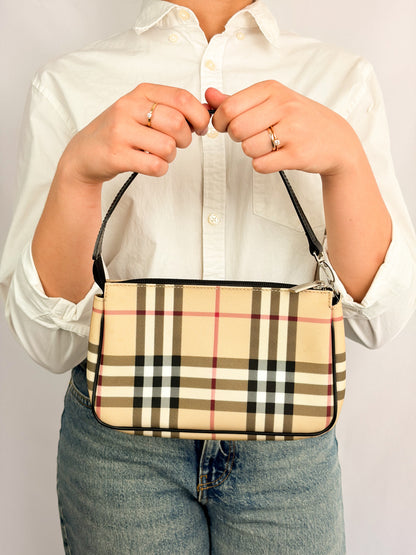 Burberry Vintage Check Canvas Mini Baguette Bag