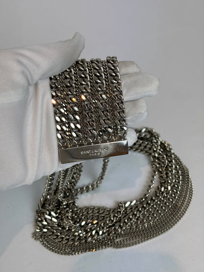 Saint Laurent Silver-Tone Multi-Chain Tassel Belt