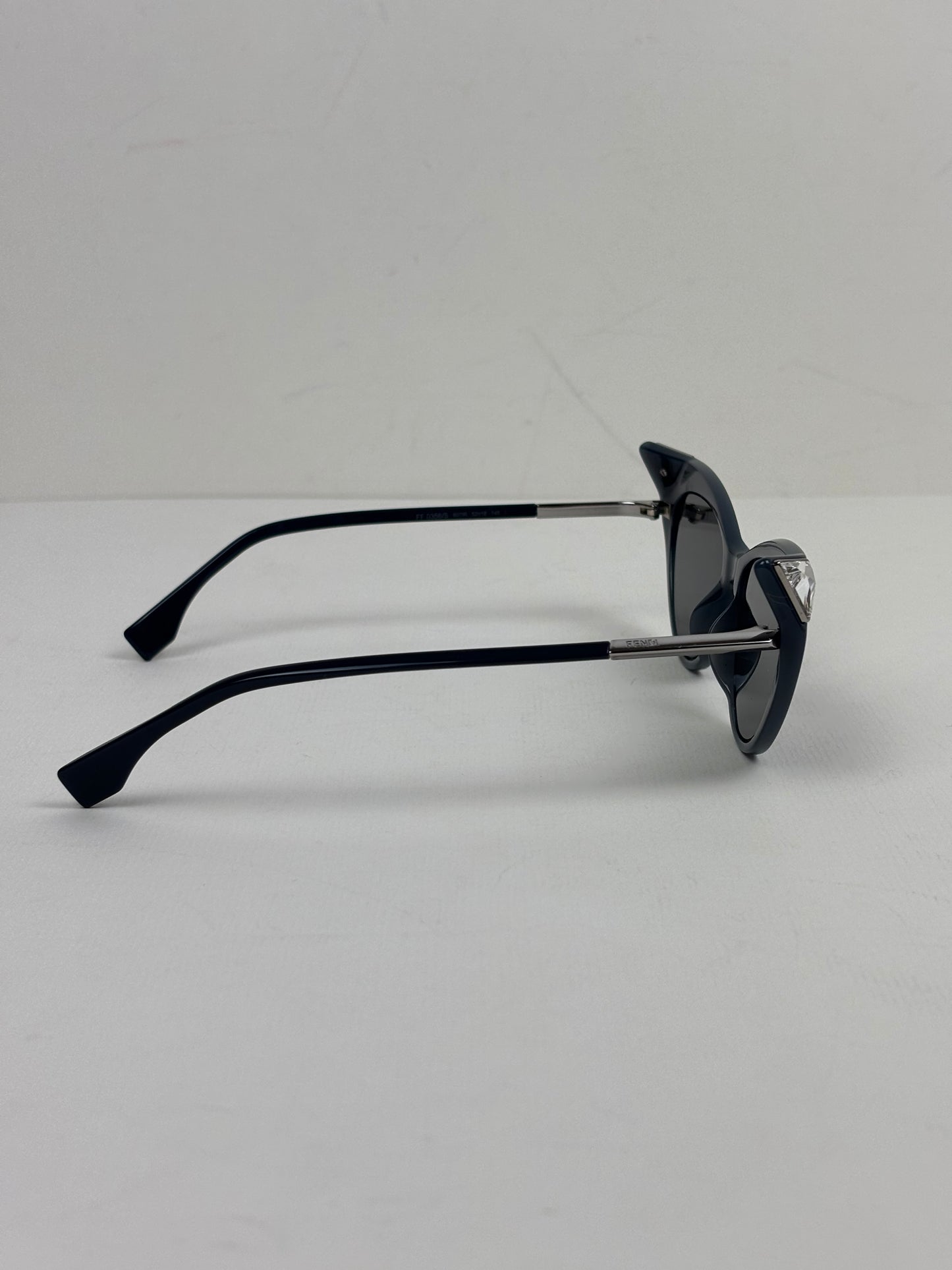 Fendi Iridia Crystal-Embellished Cat-Eye Acetate Sunglasses in Navy Blue