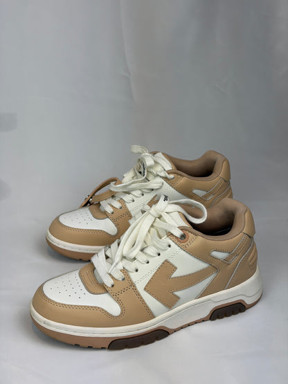 Off-White Out of Office Beige and White Leather Sneakers - 4 UK