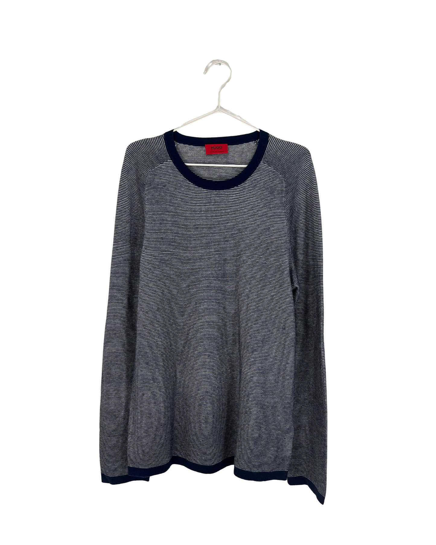 Hugo Boss navy and white jumper - L
