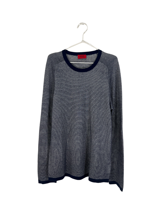 Hugo Boss navy and white jumper - L