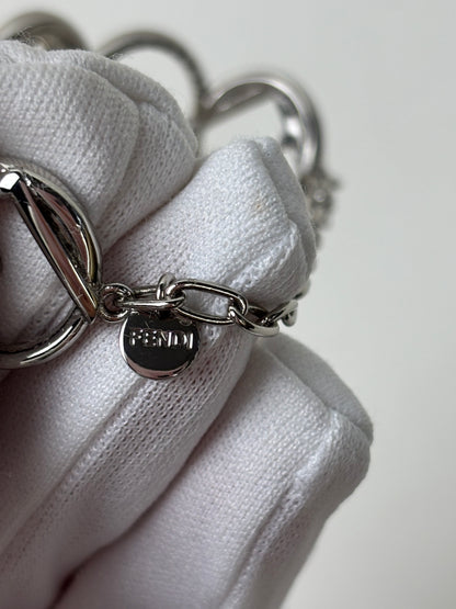 Fendi O’Lock Bracelet Crystal Silver - Tone Metal Bangle