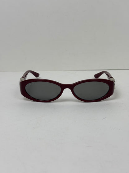 Gucci Oval Interlocking G Sunglasses Burgundy Acetate