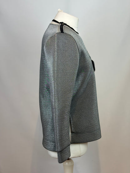 Fendi Karlito Embellished Silver Lurex Jumper - M