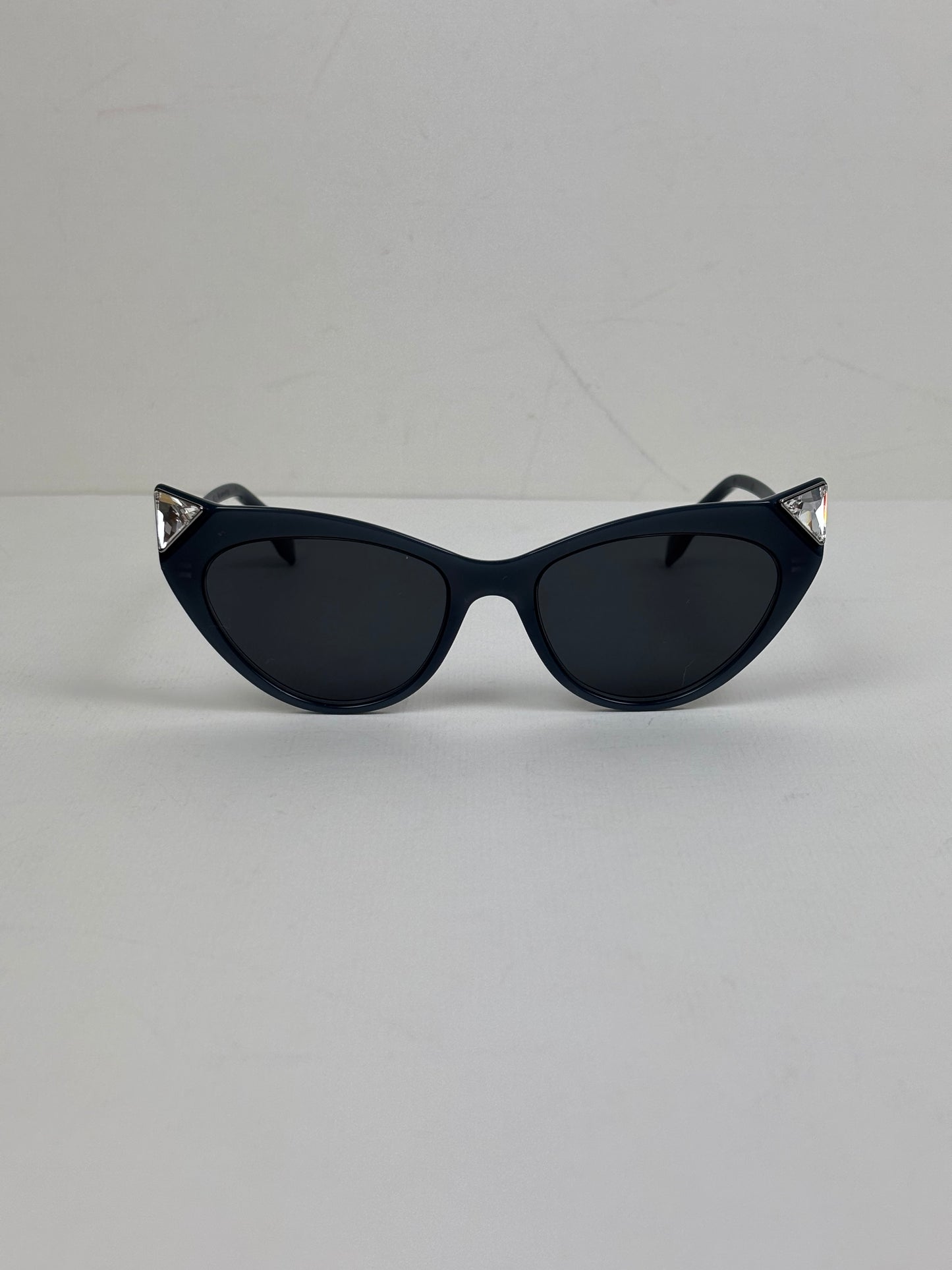 Fendi Iridia Crystal-Embellished Cat-Eye Acetate Sunglasses in Navy Blue