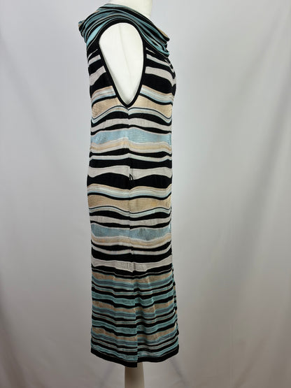 M Missoni Multicolour Stripe Sleeveless Knit Dress - 14 UK
