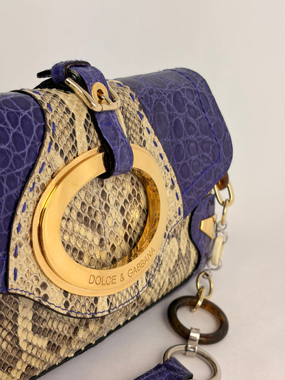 Dolce & Gabbana snakeskin shoulder bag in purple and beige