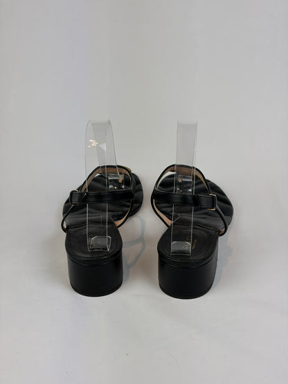 Gucci Marmont Black Leather Double G Buckle Flat Sandals - 5 UK