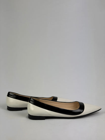 Prada Two-Tone Pointed-Toe Pumps, Black & White Patent Leather - 5.5 UK