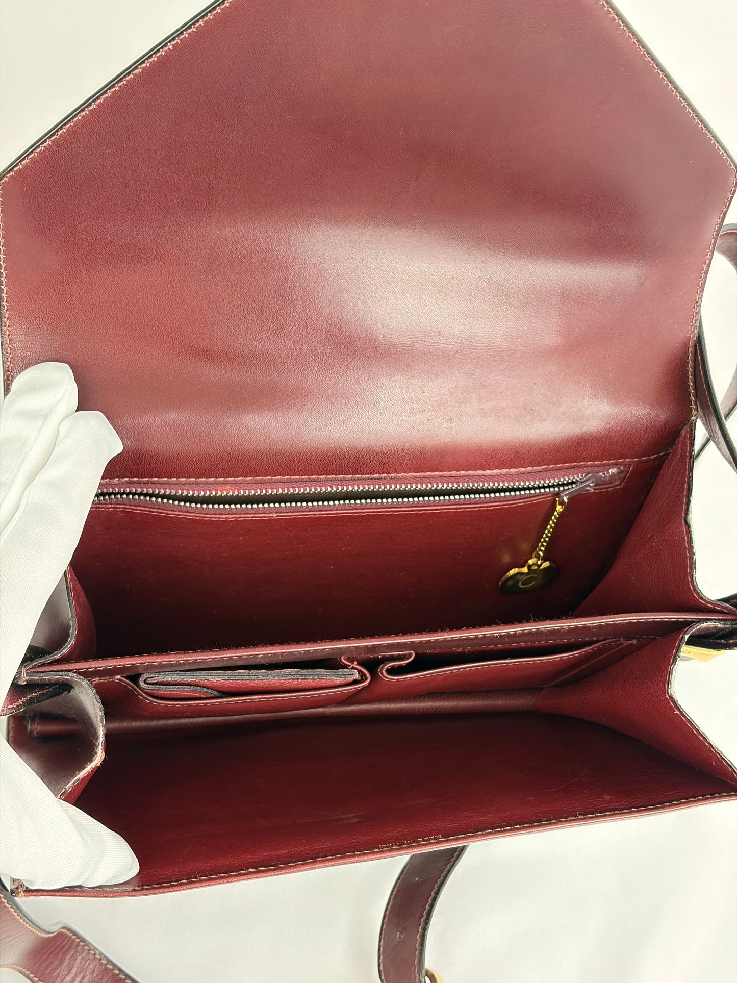 Celine Vintage Burgundy Leather Envelope Shoulder Bag