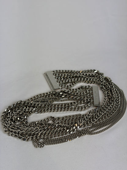Saint Laurent Silver-Tone Multi-Chain Tassel Belt