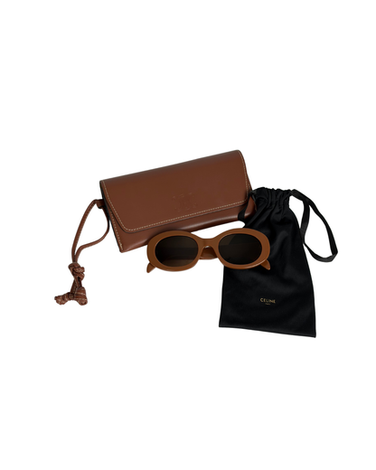 CELINE Triomphe CL40194U Oval Acetate Sunglasses - Brown