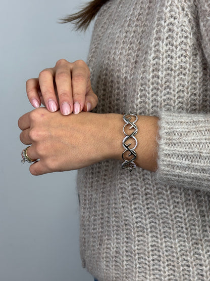 Fendi O’Lock Bracelet Crystal Silver - Tone Metal Bangle