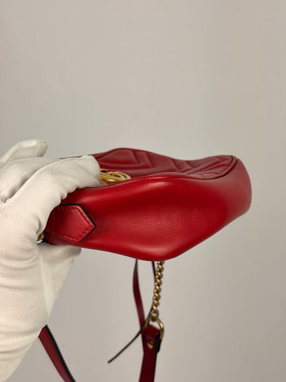 Gucci GG Marmont Small Matelassé Leather Camera Bag - Red