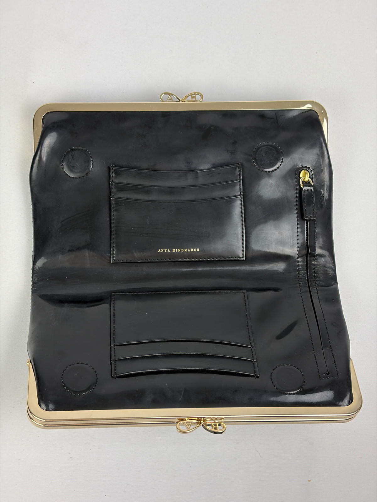 Anya Hindmarch Black Patent Leather Clutch (with box)