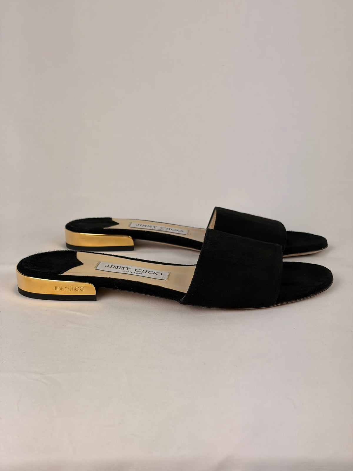 Jimmy Choo Joni Flat Slides Black Suede - 4.5 UK