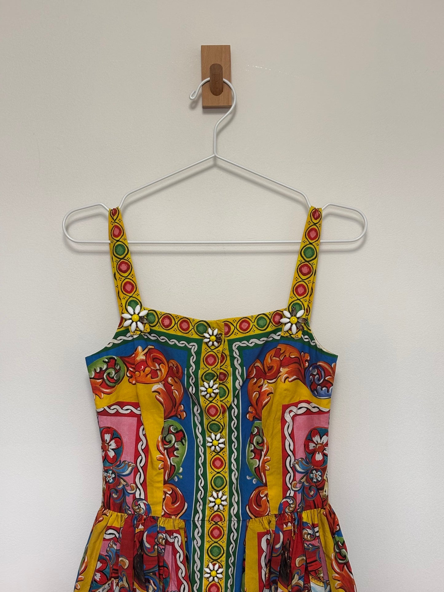 Dolce & Gabbana Carretto Print Cotton Midi Dress Multicolour - 6 UK