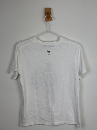 Christian Dior "C'est Non" Illustration Graphic T-Shirt Cotton Linen White - S