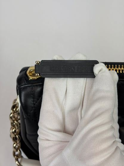 Dior Black Cannage Lambskin Small Dior Vibe Hobo Bag
