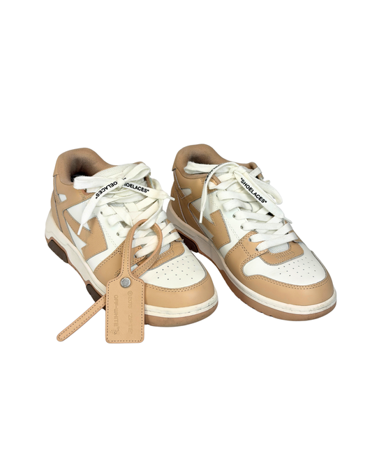 Off-White Out of Office Beige and White Leather Sneakers - 4 UK