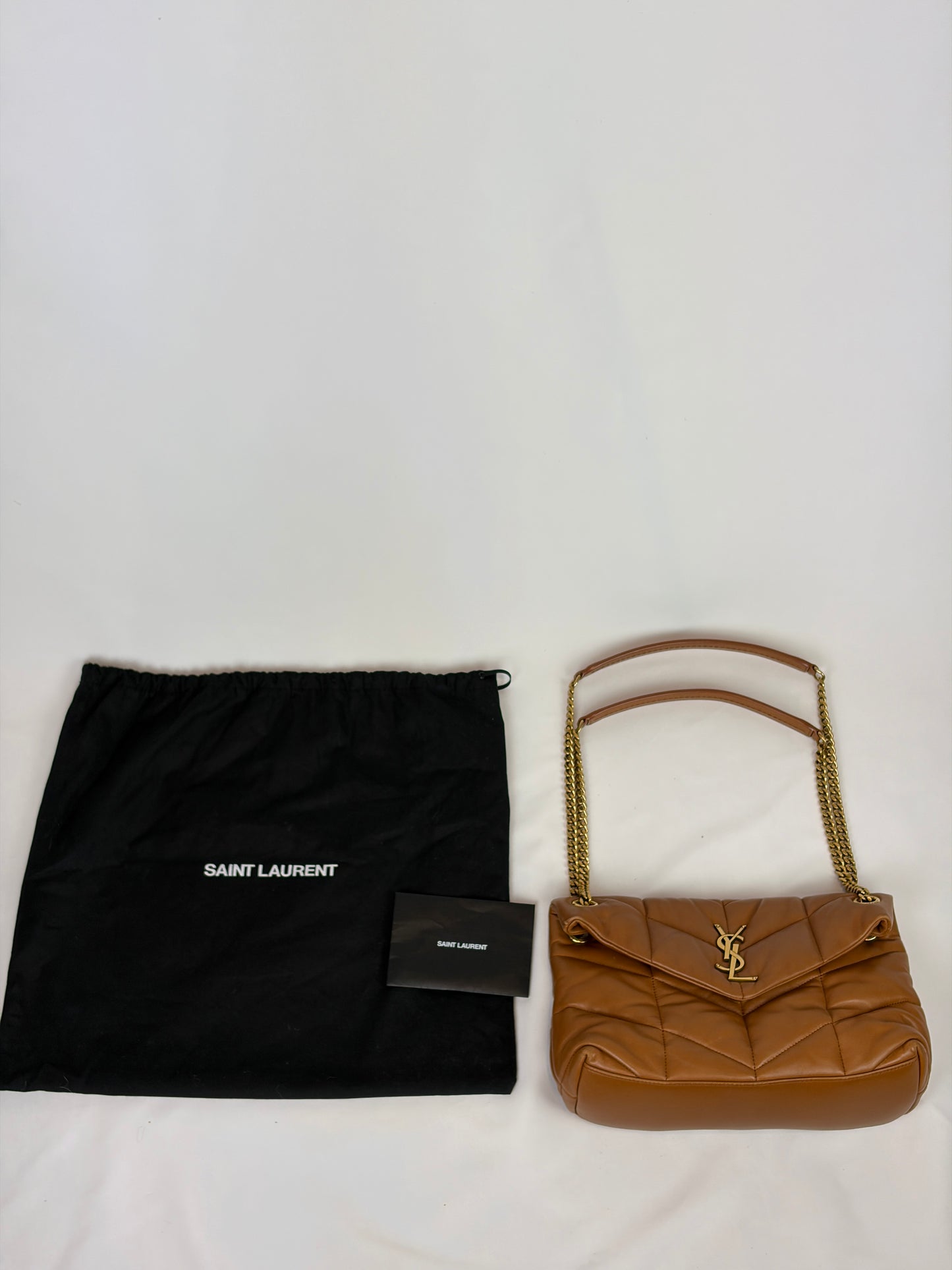 Saint Laurent Loulou puffer camel small bag