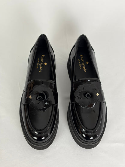 Kate Spade New York Black Patent Flower Loafers - 5 UK