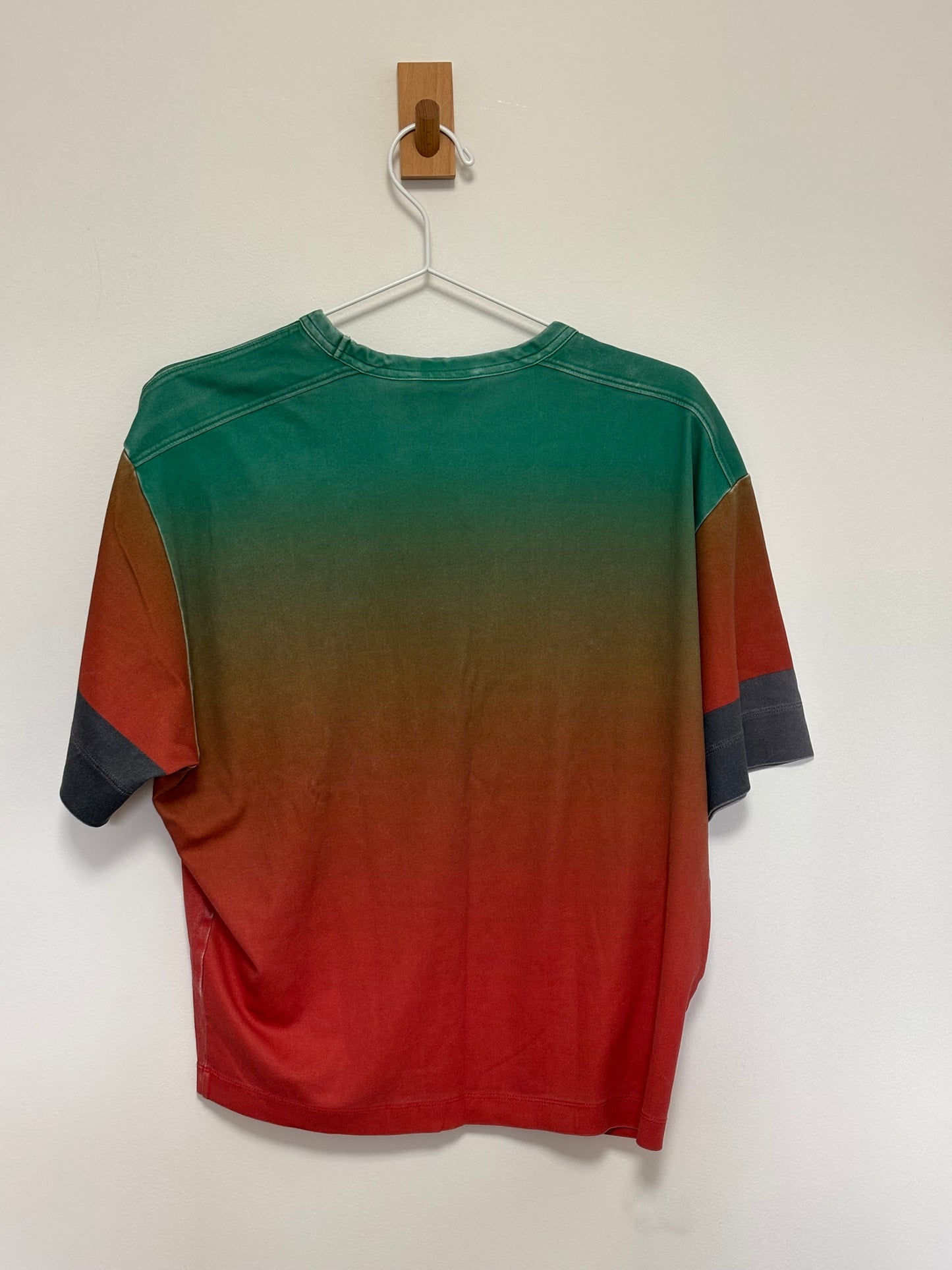 Chloé Ombré Sunset Graphic Print Cotton T-Shirt Green Red - M