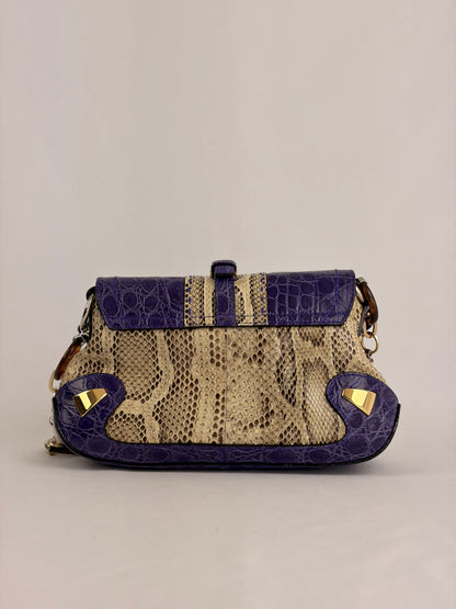 Dolce & Gabbana snakeskin shoulder bag in purple and beige