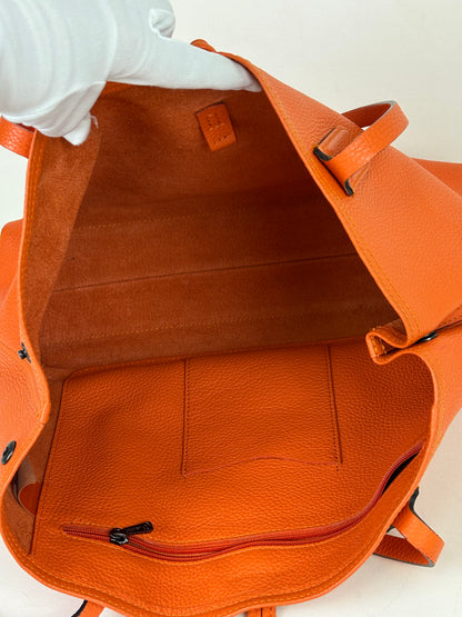 Longchamp Roseau Essential Tote Grained Leather Orange