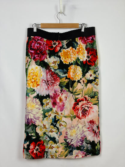 Dolce & Gabbana Silk Floral Print Pencil Skirt - 50 IT