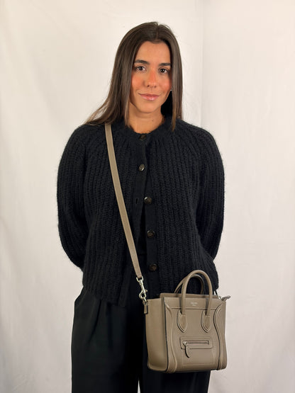 Celine Nano Luggage Tote Taupe Grained Calfskin with Strap