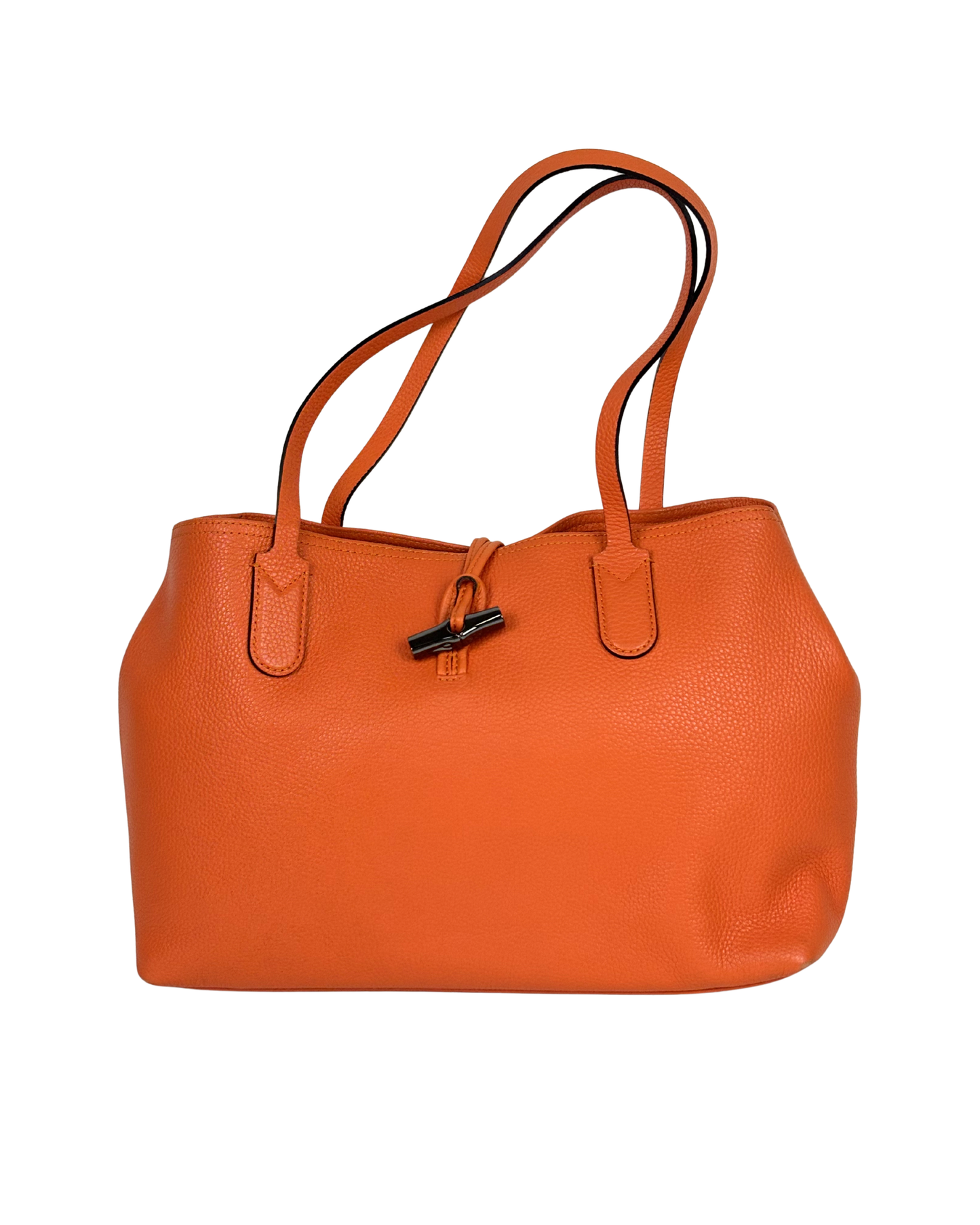 Longchamp Roseau Essential Tote Grained Leather Orange