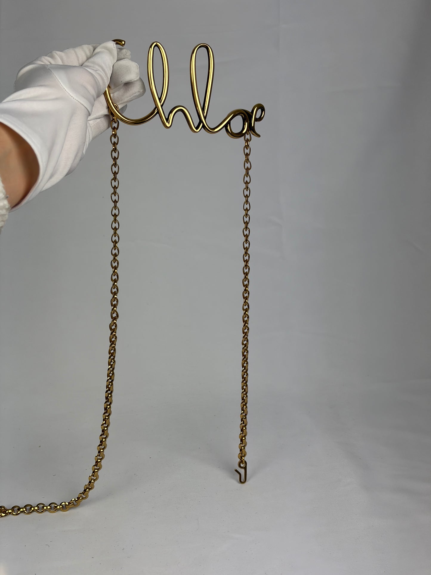 Chloé Gold-Tone Script Logo Chain Belt