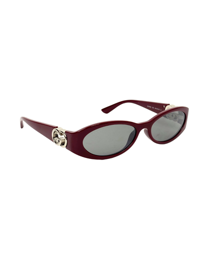 Gucci Oval Interlocking G Sunglasses Burgundy Acetate