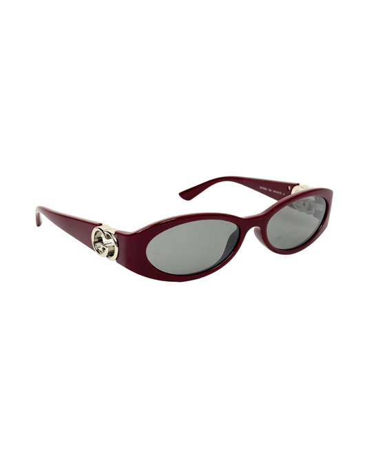 Gucci Oval Interlocking G Sunglasses Burgundy Acetate
