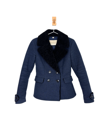Burberry Brit Sherton Shearling Peacoat Navy Blue - 6 UK