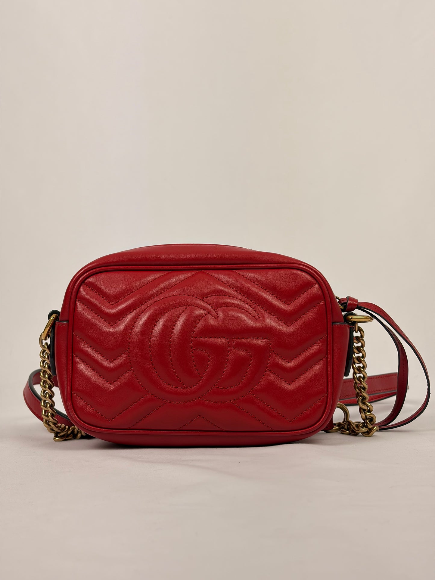 Gucci GG Marmont Small Matelassé Leather Camera Bag - Red
