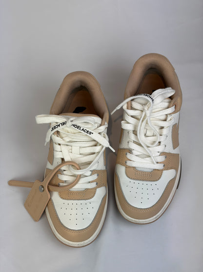 Off-White Out of Office Beige and White Leather Sneakers - 4 UK